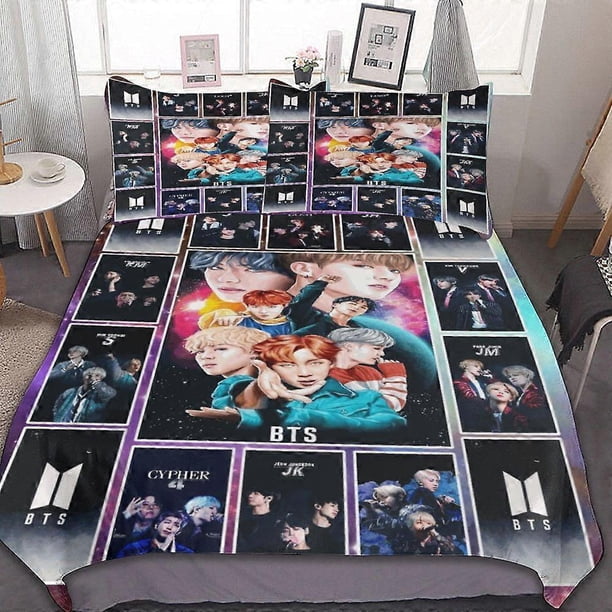 Juego de ropa de cama infantil con funda nórdica, juego de funda de edredón Kpop B con funda nórdica y fundas de almohada, juego de ropa de cama 3S