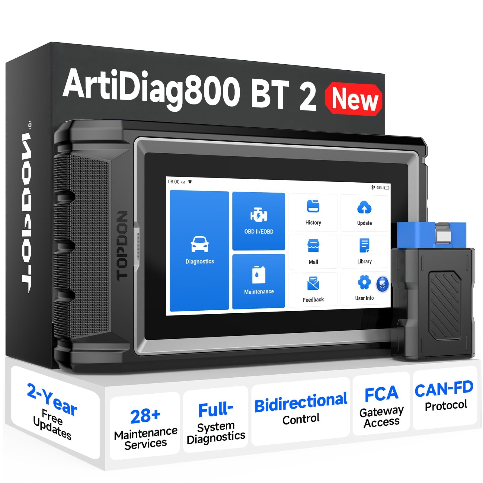 Escáner De Diagnóstico Topdon Ad800bt V2.0 Para Todos Los Vehículos