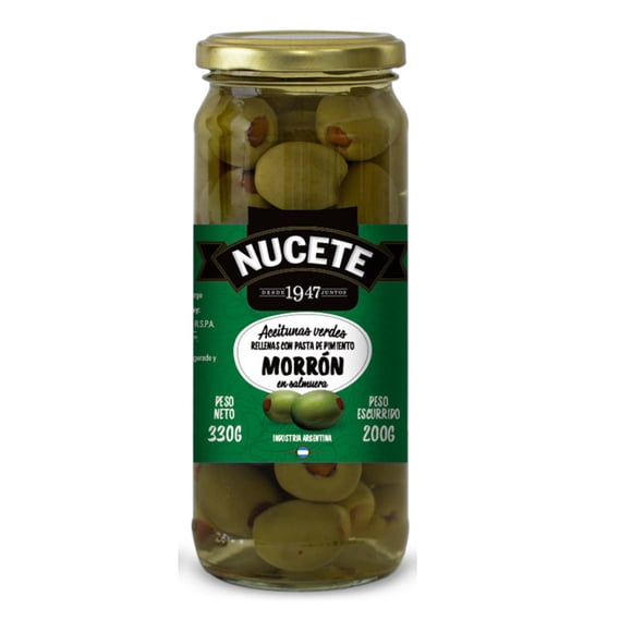 Aceitunas Verdes Rellenas con Pimiento Frasco, 330 g