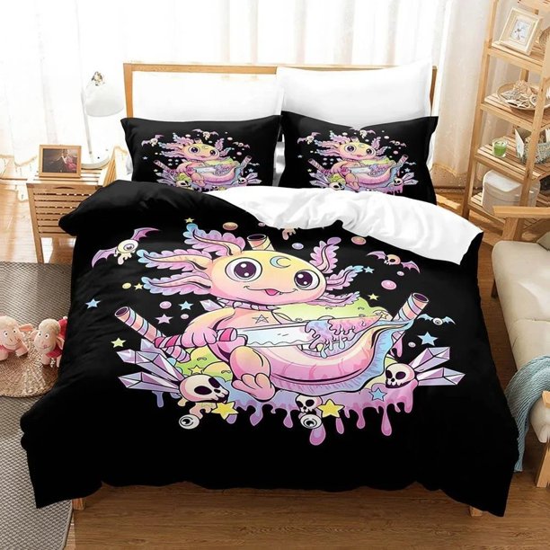 Fashion Cartoons Game Gamesolotl Axolochi Bedding Set Bed Set Adult Kid Bedroom Home Textiles Bed Sheets