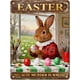 thumbnail image 1 of Letrero estaño metal conejo Pascua vintage conejo flor huevo primavera arte pared hogar granja cocina dormitorio 20x30cm, 1 of 6