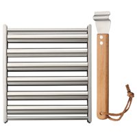 Xusx111 - Rodillo De Perro Caliente Para Parrilla, Parrilla De Rodillos De Perro Caliente, Rodillo De Rodillo De Salchicha De Acero Inoxidable Con Mango De Madera Extra Largo, Rodillo De Parrilla De P