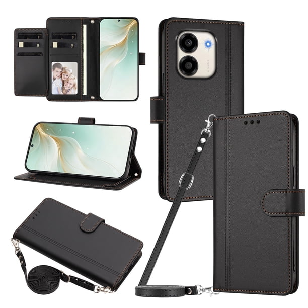 Honor X7E/X6E Funda Billetera con Cierre Magnético, Negro