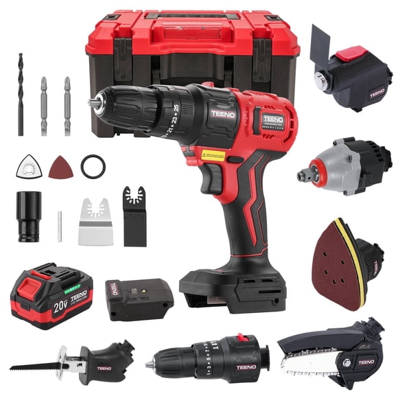 Juego de herramientas eléctricas TEENO, kit combinado inalámbrico 8 en 1, 20 V, 3.0 Ah
