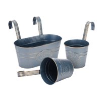 Magideal - 3 Macetas Colgantes Para Pared, Cubos Para Flores, Jardineras Para Barandilla De Cerca, Construcción De Metal Con Ganchos Desmontables Y Orificios De Drenaje, Adecuadas Para Azul Marino