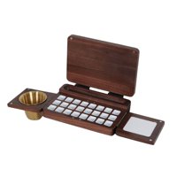Magideal - Caja Acuarela Con Paleta Plegable Bandeja De Pintura De Madera Con Tapa Compacto Estructura Portátil Para Suministros De Arte Pintura Y Dibujo Adecuad