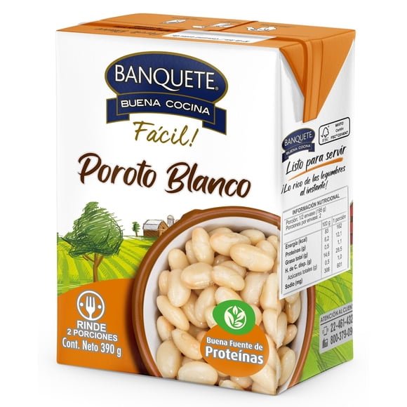 Porotos blancos listos para servir, 390 g