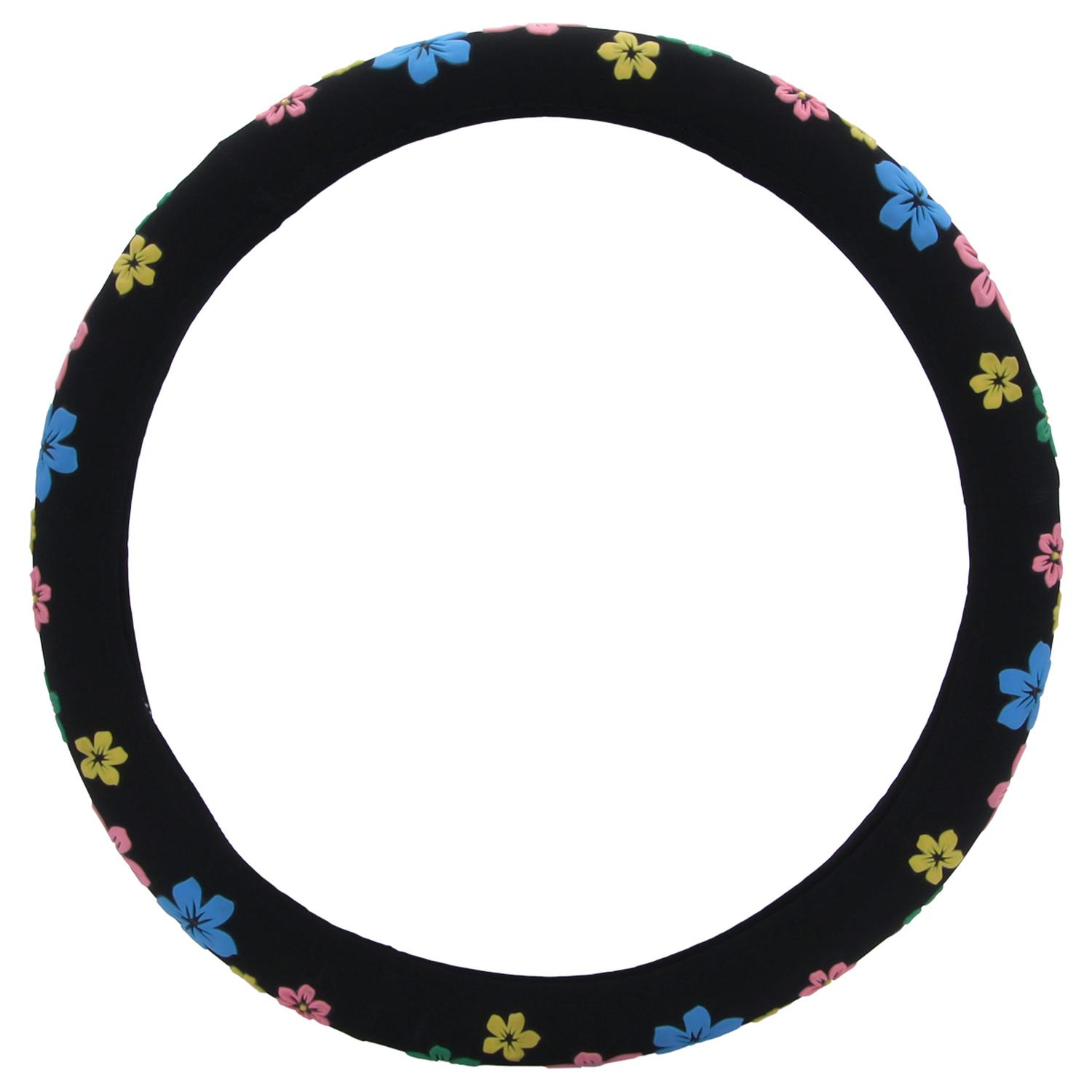 Route Cinco - Cubre Volante Auto Universal Negro Con Flores