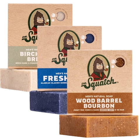 Jabón Natural Dr. Squatch Barra 3-Pack Wood Barrel Bourbon