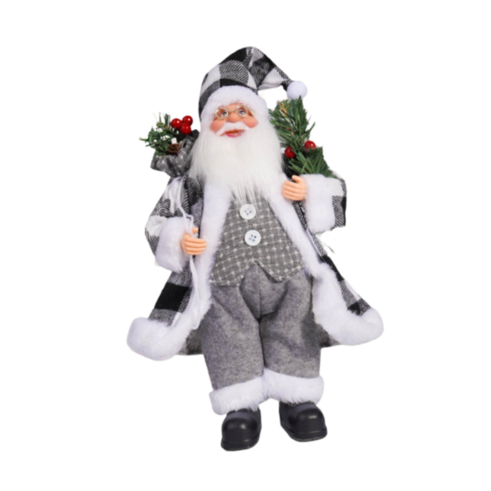 Bothyi - Figura De Papá Noel, Adorno De Colores Brillantes Para Decoración De Fiestas Navideñas, Cuadros Blancos Y Negros