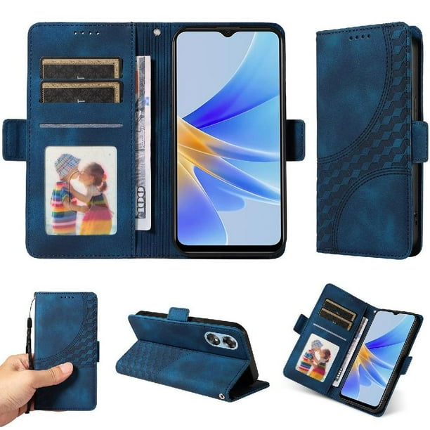 Carcasa FOXDOCK OPPO A17 4G de cuero PU, diseño acolchado clásico, protección contra caídas y rayones