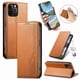 thumbnail image 4 of Funda tipo cartera para iPhone 14 Pro de piel con cierre magnético, ranuras para tarjetas y correa para la muñeca Marrón, 4 of 6