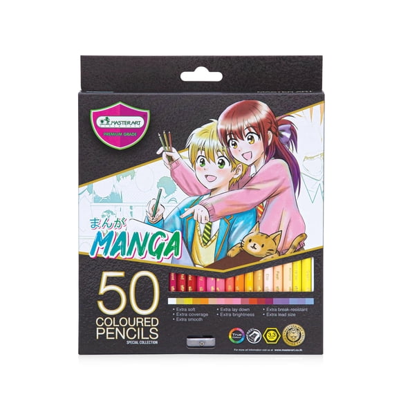 Lápices de colores MASTERART MANGA SET de 50 colores para niños y adultos