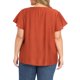 thumbnail image 3 of GRACIA Y GRANDEZA Blusa Casual de Mujer Talla Grande para Escuela, Colegio, Pascua, Verano con Hombro Fruncido, Textura Jacquard, Manga con Volantes, Cuello en V, Talla 3X Naranja Rojo, 3 of 6