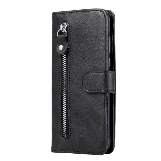 Funda con Cremallera para Samsung Galaxy A21S, Carcasa Cartera de Cuero PU con Soporte y Tarjetero