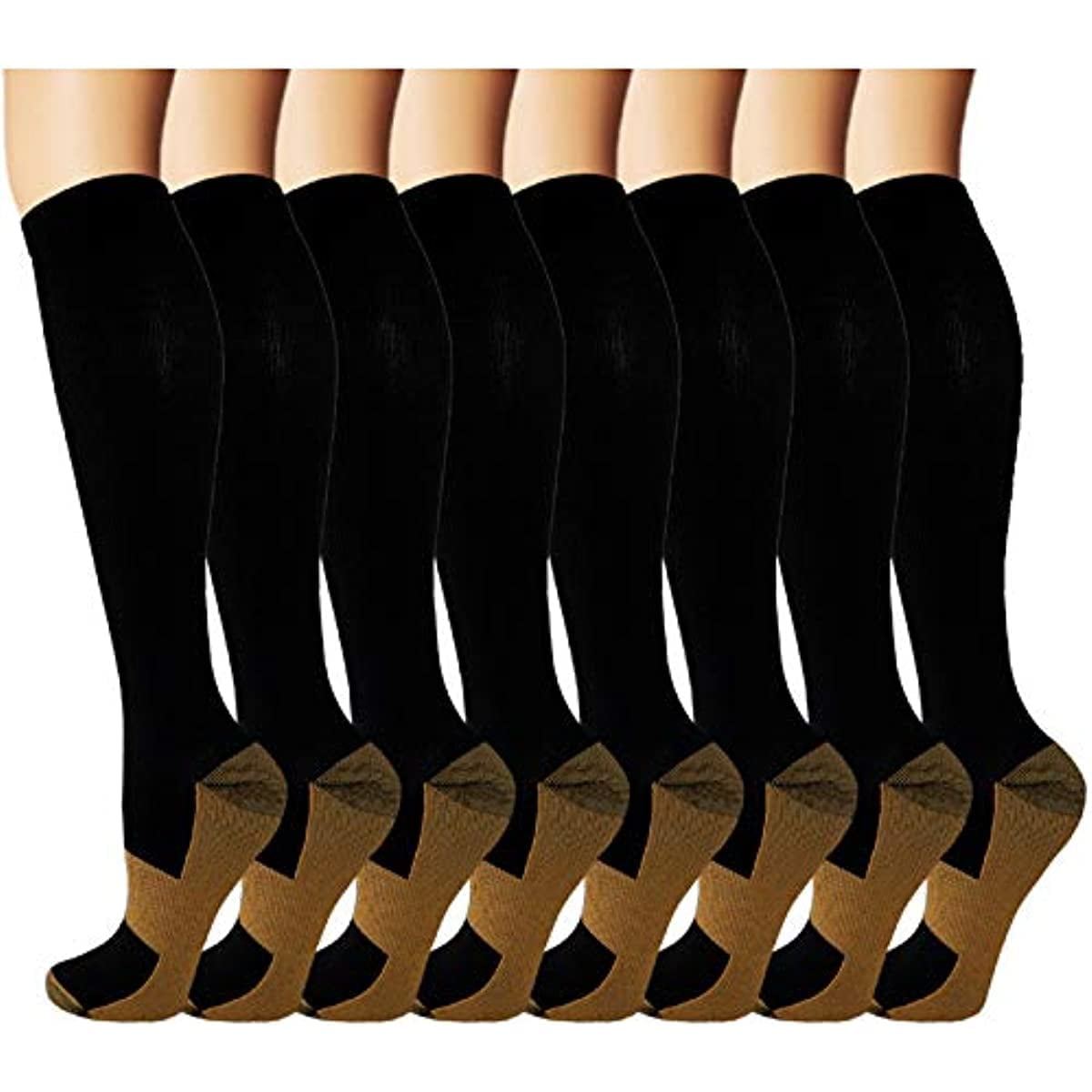 Malltradecl - 4 Pares De Calcetines De Compresión De Cobre 10-15 Mmhg L-xl Talla 40-45