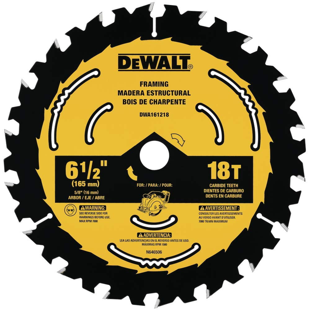 Hoja De Sierra Circular Dewalt 6.5" 18 Dientes