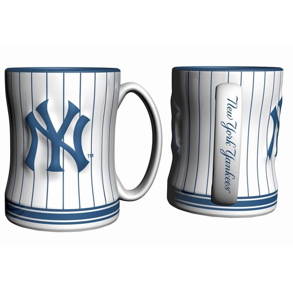Taza Logo Brands 414 ml Yankees con relieve de rayas verticales