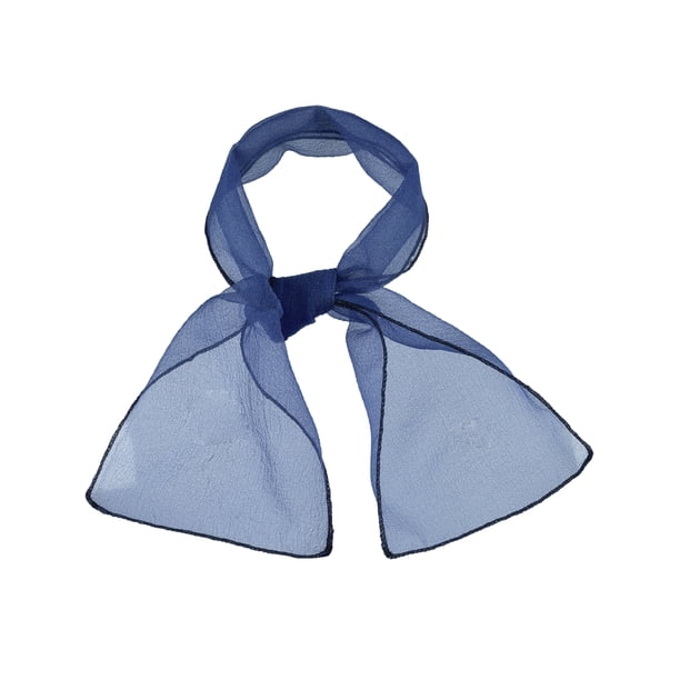 INSPIRE CHIC Bufanda Transparente Ajustada de Organza para Mujeres Color Sólido Ligera Pañuelo Azul Marino 90x15cm/35.4x6"