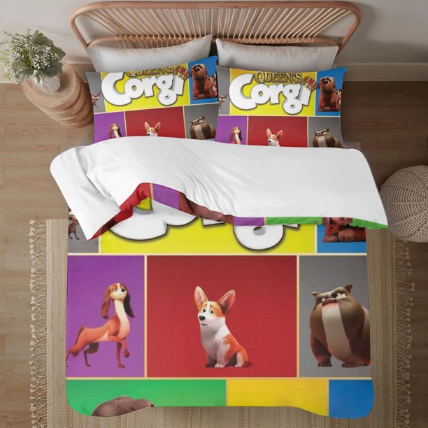 The Queen’s Corgi Soft 3D Printed Duvet Cover Bedding Set with Comforter Cover 3 Piece Set
