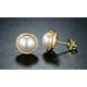 thumbnail image 2 of Aros Paris Jewelry 18K Yellow Gold White Freshwater Pearl Halo Round 1 CT Stud Plated, 2 of 2