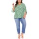 thumbnail image 2 of Agnes Orinda Conjuntos de Halloween Blusa de Chifón para Mujer Tallas Grandes Cuello en V Manga 3/4 Verano Casual Túnica Blusa 1X Verde, 2 of 5