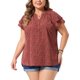 thumbnail image 1 of Agnes Orinda Blusas de Mujer Tallas Grandes Retro Floral Cuello en V con Capas Mangas Cortas 4X Rojo, 1 of 5