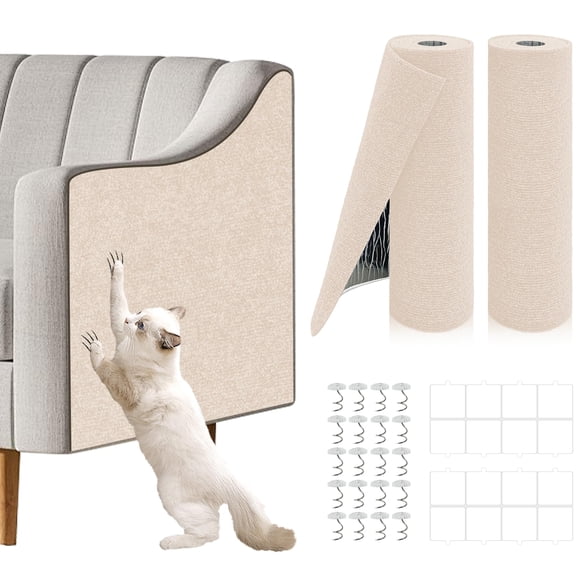 Alfombrilla para Rasguños de Gato Giomre 200x40 cm Beige 2 unidades Autoadhesiva