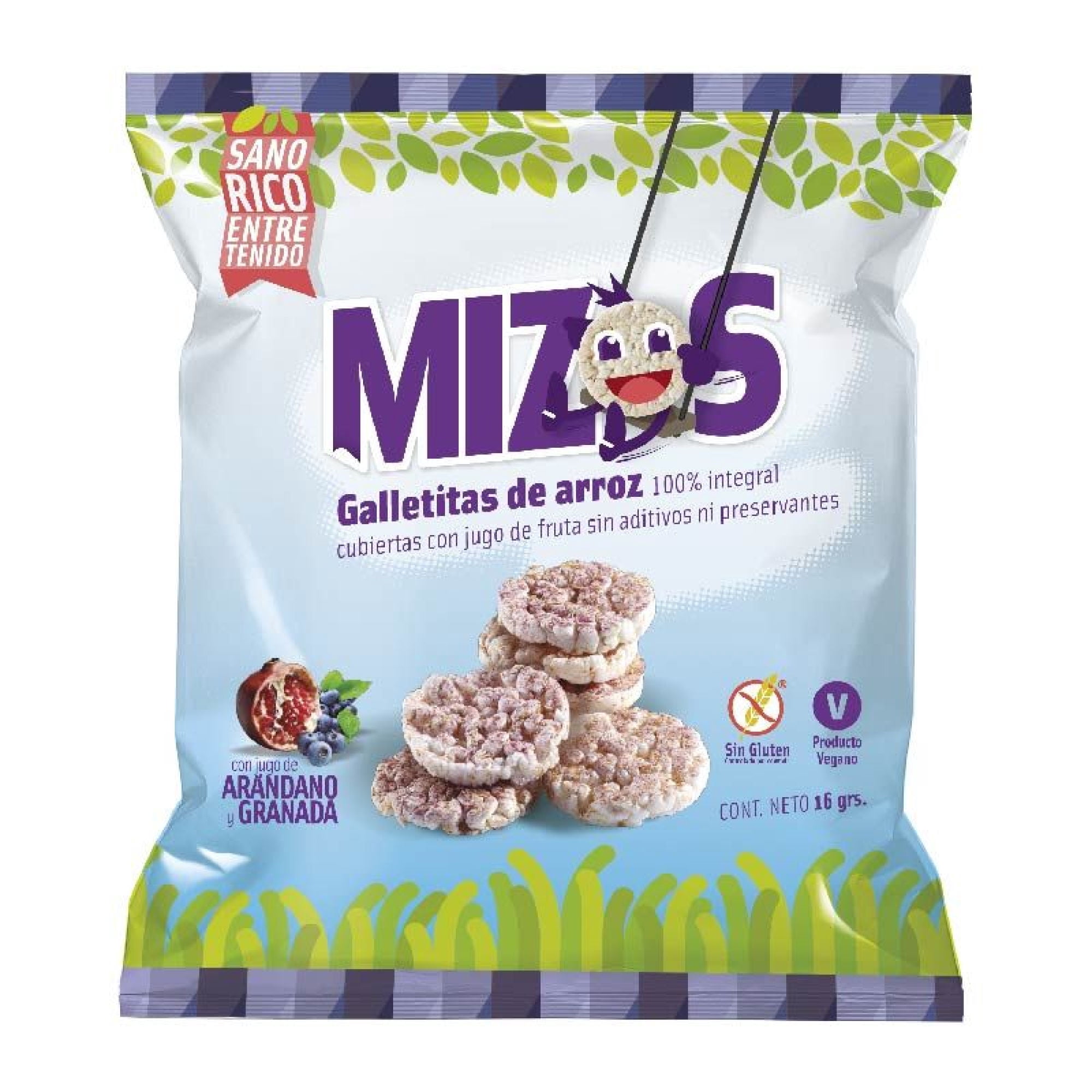 Galletas De Arroz Arándano Y Granada 16 gr Mizos