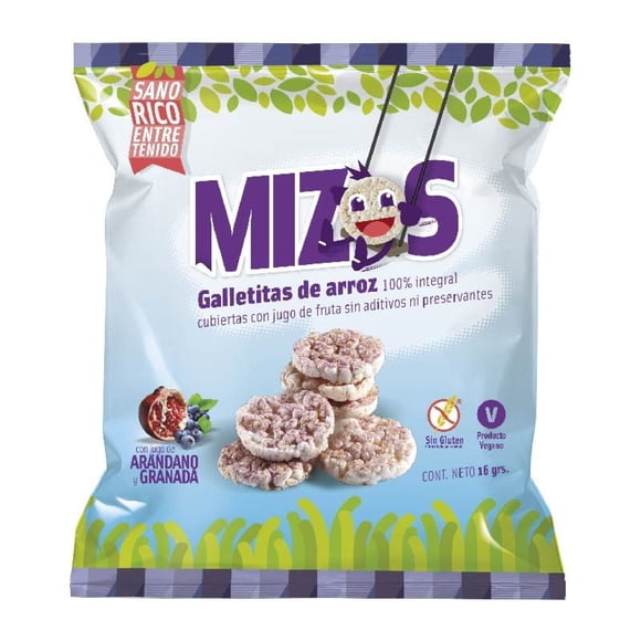 Galletas de arroz arándano y granada, 16 gr
