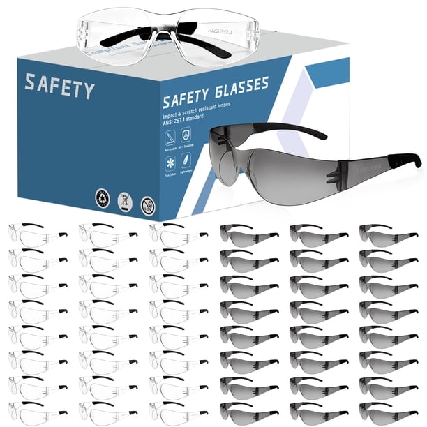 Gafas de seguridad AOOFFIV transparentes a granel de 50 unidades de policarbonato ANSI Z87.1