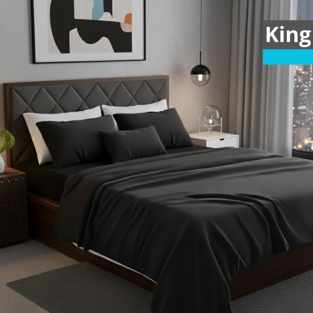 Genérico - Juego De Sábanas Negras King