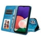 thumbnail image 2 of Funda tipo cartera FOXDOCK para Samsung Galaxy A22 5G , diseño girasol en relieve, cuero PU, cierre magnético, soporte y tarjetero, 2 of 5