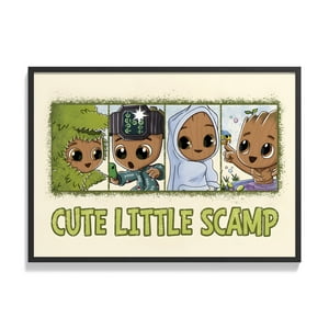 Creango - Cuadro Poster Enmarcado Baby Groot Guardianes De La Galaxia Marvel Decorativo