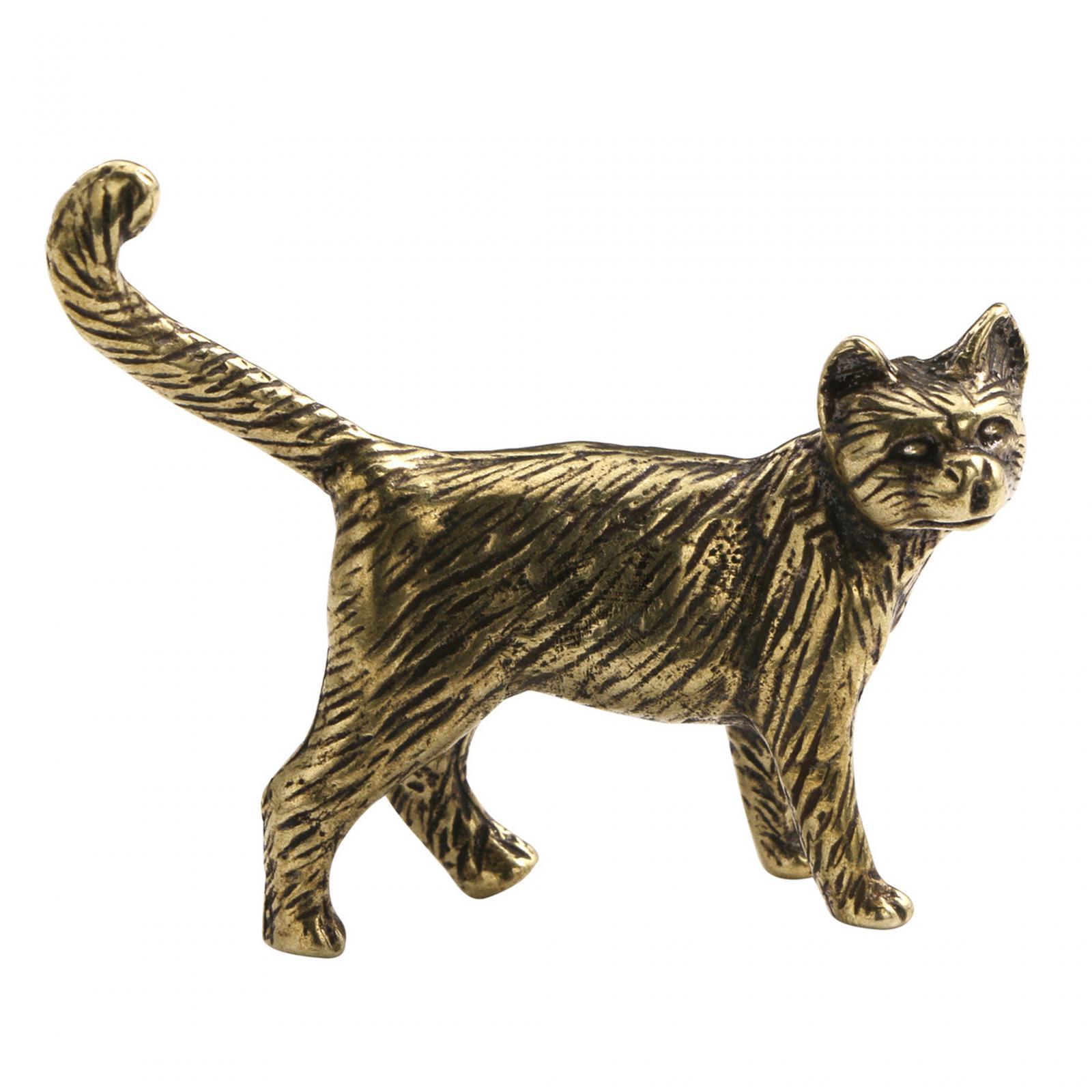 Magideal - Adorno De Latón Para Gato, Figura De Mascota Para Té, Colección De Soporte Independiente, Figura De Animal De Recuerdo Para Estantería, Estantes Para