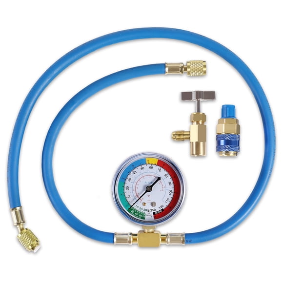 Kit de herramientas de recarga de refrigerante AC R134a para coche con manómetro y manguera