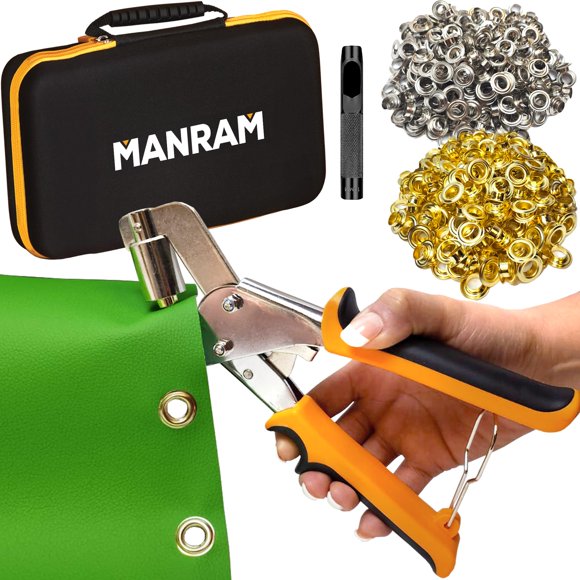 Juego de herramientas con ojales Manram, alicates para prensar ojales de 10 mm con 600 ojales
