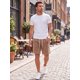 thumbnail image 2 of Pantalones Cortos de Verano para Hombre INSPIRE CHIC Lavado Vintage Desgastado Sólido con Cintura de Cordón M Marrón, 2 of 5
