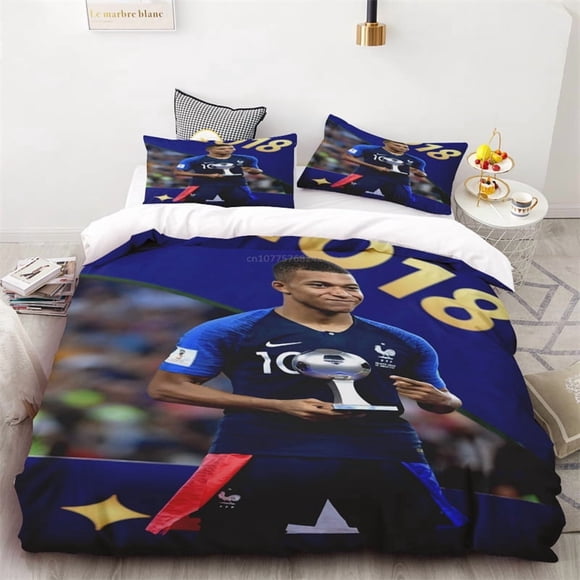 Star Mbappe High definition Printing One Quilt Cover Two Pillowcases Football Lover Gift