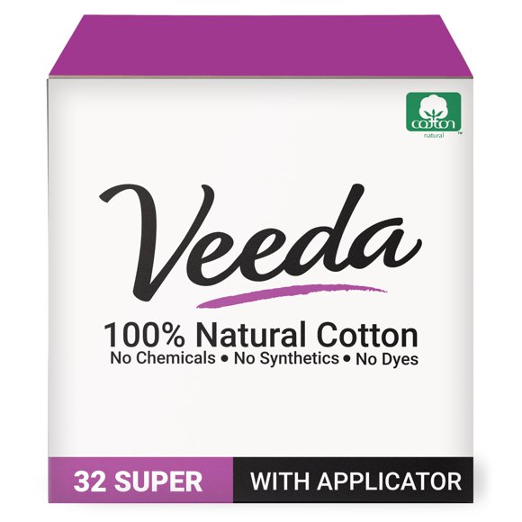 Tampones Veeda, 100% algodón natural, superabsorbentes, 32 unidades