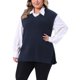 thumbnail image 4 of Agnes Orinda Conjuntos de Halloween para Mujeres Tallas Grandes Chaleco de Suéter de Punto Acanalado Cuello en V Sin Mangas Dobladillo Dividido Casual Jersey Tops de Tirantes 3X Azul Oscuro, 4 of 6