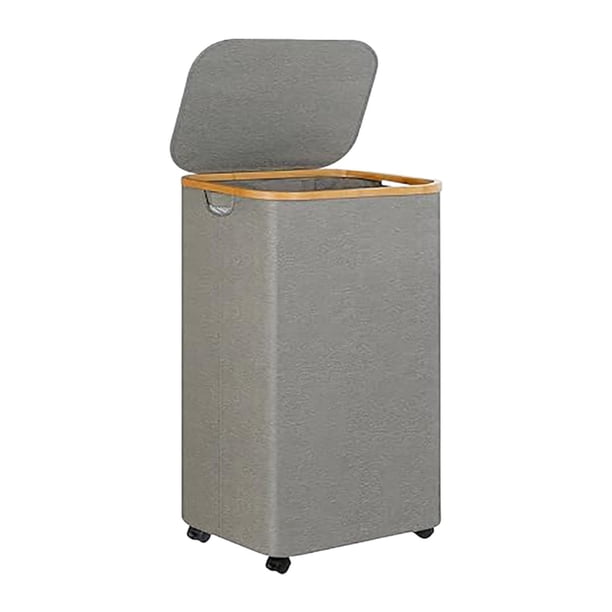 Cesta De Lavandería Con Ruedas Y Tapa Plegable, Organizador Para El Hogar, Mantas Y Baño, Color Gris