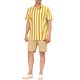 thumbnail image 2 of INSPIRE CHIC Camisa de Rayas para Hombre de Manga Corta con Bloque de Color y Botones para Playa L Amarillo, 2 of 7