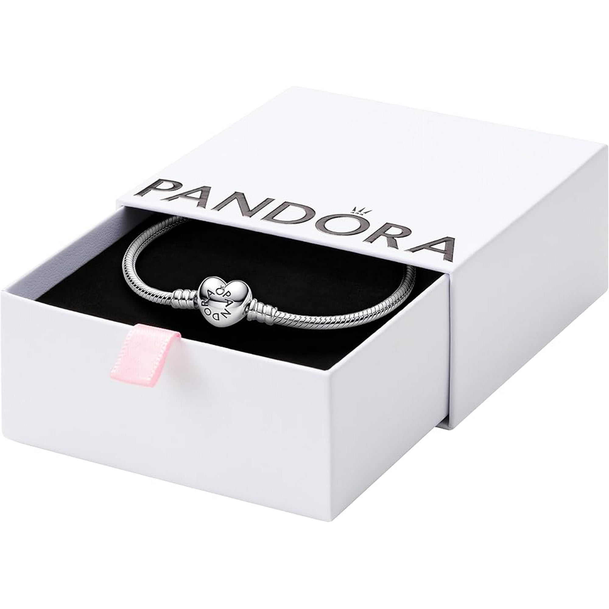 Pulsera Pandora Moments Plata Esterlina Cadena De Serpiente Cierre Corazón 7.9 Pulgadas Mujer