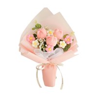 Magideal - Ramo De Flores De Ganchillo, Flores Artificiales Ya Hechas, Decoración Del Día De San Valentín, Flores De Punto Creativas Para Apartamento Y Cafetería Rosa