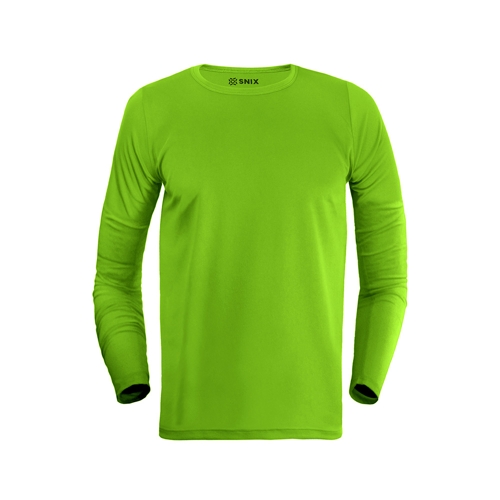 Snix - Polera Deportiva Infantil Dry Fit Manga Larga Verde Fluor Talla 8