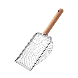 Ioensy - Recogedor De Arena Para Gatos Con Mango Largo, Recogedor De Metal Para Caja De Arena, Orificio De Malla Tamiz De 5X5Mm