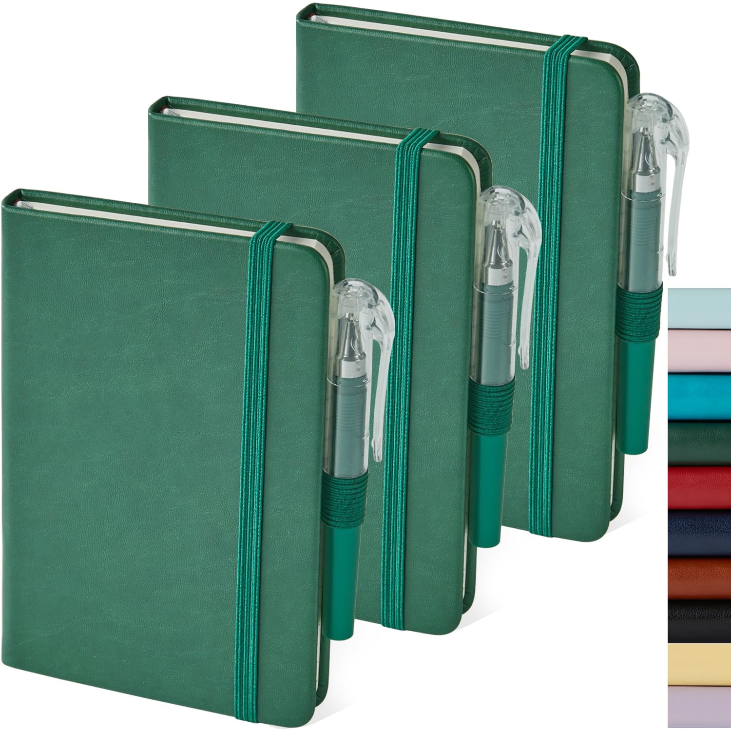 Cuaderno De Bolsillo Nirmiro Mini, Pequeño, Piel, Paquete De 3 Unidades, Color Verde Oscuro