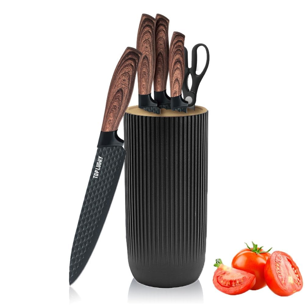 Juego De Cuchillos De Cocina Wiztoynia De 6 Piezas, Color Negro, Con Bloque Universal