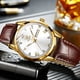 thumbnail image 5 of Reloj OLEVS - Correa de piel para hombre con fecha y día, color marrón y dorado, 5 of 9